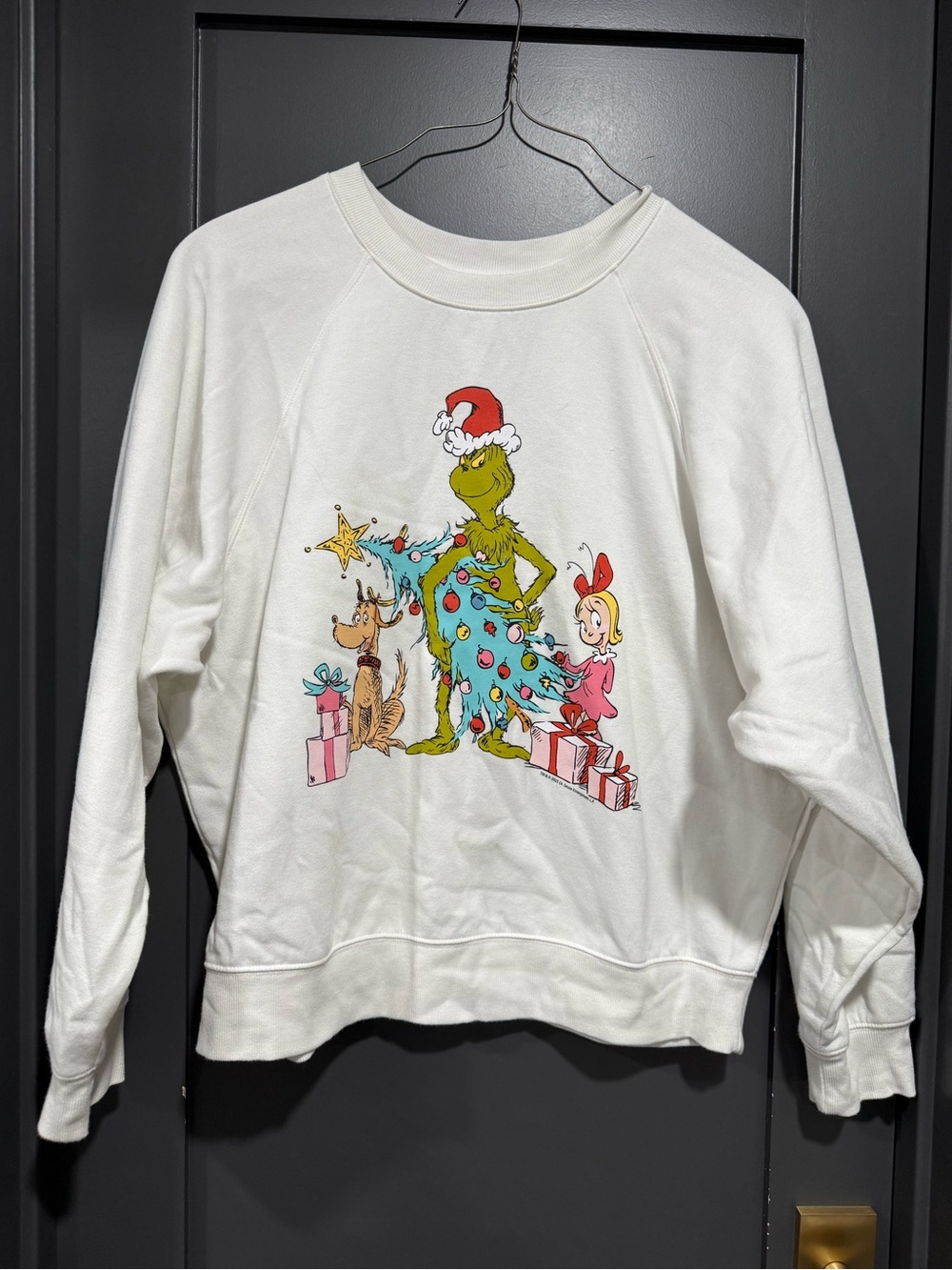 Women’s White Grinch Christmas Sweatshirt - Holiday Character Top